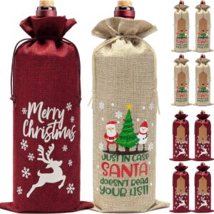 Christmas linen fabric wine bottle bags wholesale
