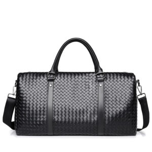 Custom mens faux leather duffle bag with zipper