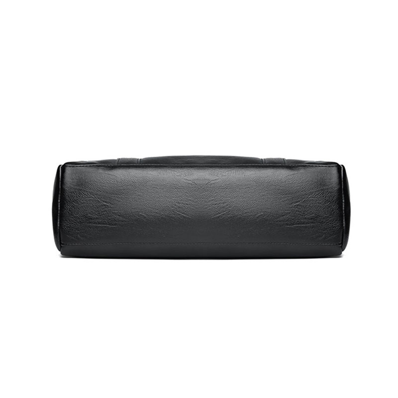 Custom pu leather bag women shoulder tote black - Image 3
