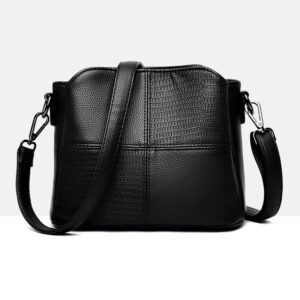 Women shoulder bag PU black sling bag wholesale