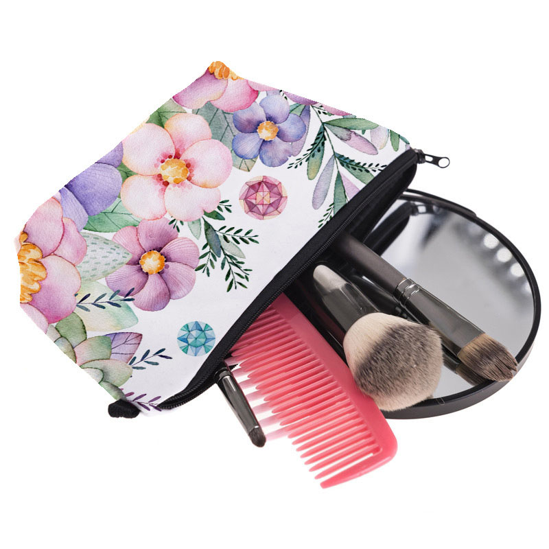 Custom women vintage polyester floral makeup bag - Image 3