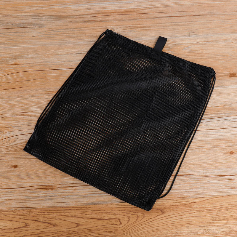Black mesh drawstring backpack bag